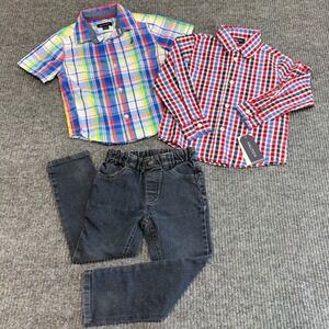 Nautica Boys 3T Lot 3 Shirt Jeans Set Preppy Coastal NWT Button Down Outfit